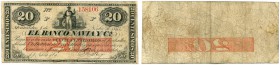 URUGUAY 
 Banco Navia y Ca. 20 Centésimos vom 4. November 1865. Pick S371. Sehr selten. -III