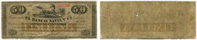 URUGUAY 
 50 Centésimos vom 4. November 1865. Pick S372a. Sehr selten. Nadelloch und Papierverletzung. IV