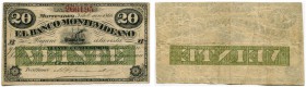 URUGUAY 
 Banco Montevideano. 20 Centesimos vom 3. Januar 1866. Pick S351a. Sehr selten. III+