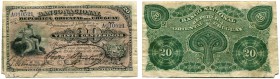 URUGUAY 
 Lot. Banco Nacional. 20 Centesimos vom 25. August 1887 & Banco de la Republica Oriental del Uruguay. 20 Centesimos auf 1 Peso (Überdruck) v...