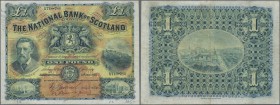 Scotland: The National Bank of Scotland 1 Pound 1918, P.248a, several folds and creases, lightly stained paper and annotations on front. Condition: F+
