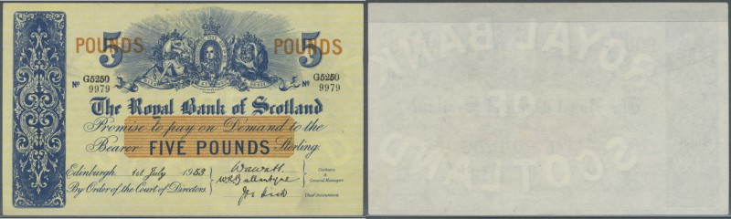 Scotland: 5 Pounds 1953 ”The Royal Bank of Scotland” P. 323b, pressed, light and...