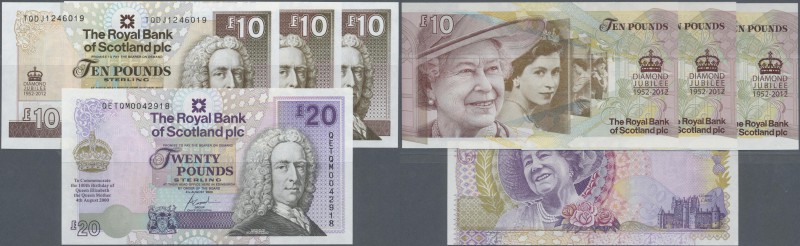 Scotland: set of 4 notes containing 3x 10 Pounds 2012 ”Diamond Jubilee” Commemor...