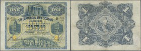 Scotland: The Commercial Bank of Scotland Limited 1 Pound 1919, P.S323b, obviously pressed, lightly stained paper and tiny missing part at upper right...