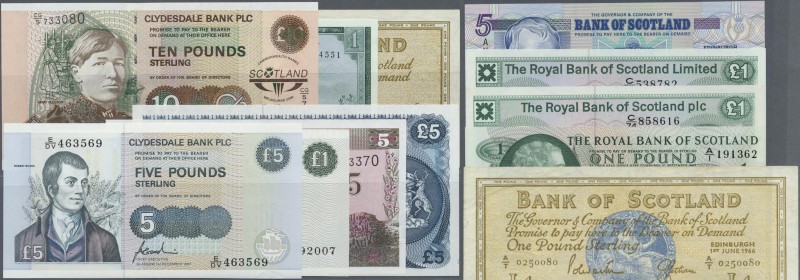 Scotland: set of 12 mostly different notes containing Bank of Scotland 1 Pound 1...
