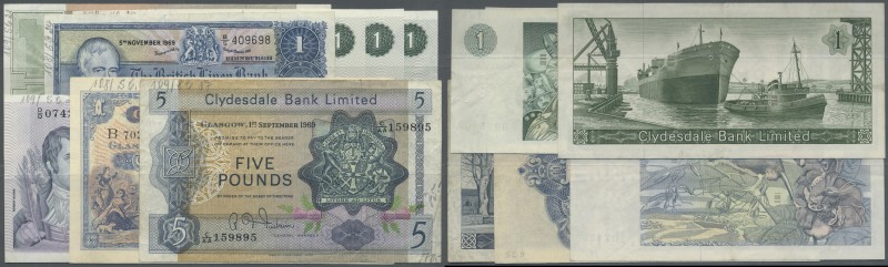 Scotland: set with 8 Banknotes containing 5 x 1 Pound 1942, 1969, 1971 and 1975 ...