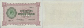 Seychelles: 5 Rupees 1942 P. 8, only one very light center fold and a tiny dint at lower right corner, no holes or tears, crisp original paper and bri...