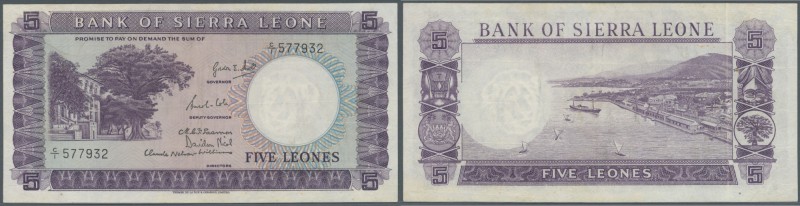 Sierra Leone: 5 Leones 1964 P. 3, light folds in paper, pressed, no holes or tea...