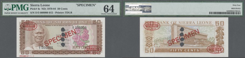 Sierra Leone: 50 Cents ND(1979-84) TDLR Specimen, P.4s with 4 larger cancellatio...
