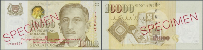 Singapore: 10.000 Dollars ND(1999) SPECIMEN, P.44s with the original plastic cov...