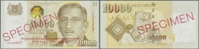 Singapore: 10.000 Dollars ND(1999) SPECIMEN, P.44s with the original plastic cover from the bank with text ”The polyester film casing is to protect th...