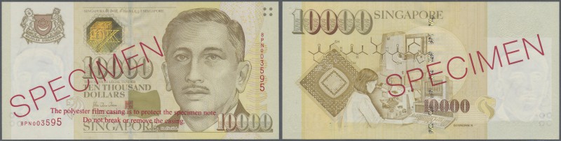 Singapore: 10.000 Dollars ND(1999) Specimen P. 44s, regular issue with serial nu...