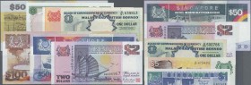 Singapore: set of 13 mostly different banknotes containing 50 Dollars Polymer 1990 (UNC), 1 Dollar Orchid (aUNC), 5 Dollars Orchid Series (UNC), 5 Dol...