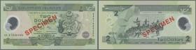 Solomon Islands: 2 Dollars ND Specimen P. 23s Polymer Commemorative in condition: UNC.