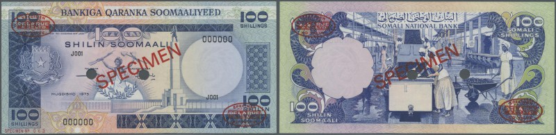 Somalia: 100 Shillings 1975 Specimen P. 20s in condition: UNC.