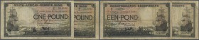 South Africa: set of 2x 1 Pound 1921 P. 75, in similar condition, used with several folds and stain in paper, borders a bit worn, minor pinholes at le...