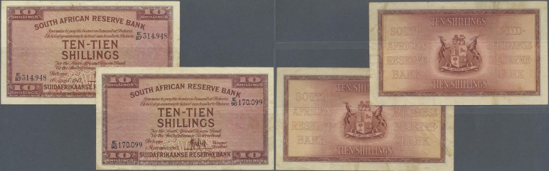 South Africa: set of 2 notes 10 Shilings 1947 P. 82e used with folds but no hole...