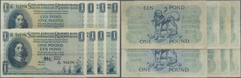 South Africa: set of 8 notes of 1 Pound Pick 92 and 93, containing 2x 1949, 5x 1...