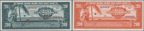 South Vietnam: large set of 11 separately printed front and back side proofs (total 22 proofs font & back) of 200 Dong ND(1955) P. 14cts, all in diffe...
