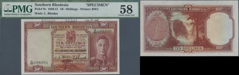 Southern Rhodesia: 10 Shillings ND(1939-51) Specimen P. 9s in condition: PMG gra...