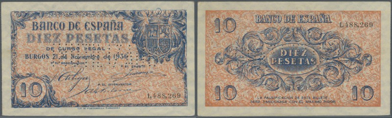 Spain: 10 Pesetas 1936 with cancellation ”inutilizado”, regular serial number, P...