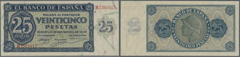 Spain: 25 Pesetas 1936 with cancellation ”inutilizado”, regular serial number, P...