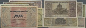Spain: Set of 5 notes containing 25 Pesetas 1938 P. 111 (VF), 50 Pesetas 1938 P. 112 (VF), 100 Pesetas 1938 P. 113 (VF+ to XF-), 500 Pesetas 1938 P. 1...