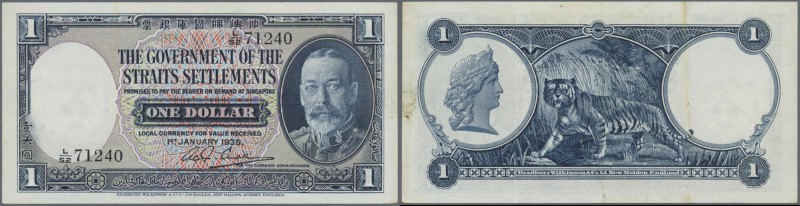 Straits Settlements: 1 Dollar 1935 P. 16b in exceptional condition, only 3 light...