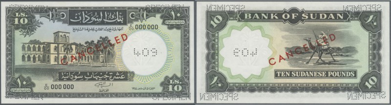 Sudan: 10 Pounds 1964 Specimen P. 10as, perforated, overprinted cancelled, zero ...
