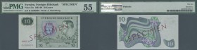 Sweden: 10 Kroner 1963 SPECIMEN, P.52s, tiny pinholes at upper left and a few creases in the paper, PMG graded 55 About Uncirculated
