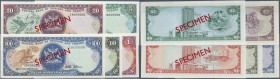 Trinidad & Tobago: set of 5 different SPECIMEN banknotes containing 1, 5, 10, 20 and 100 Dollars ND P. 36s-40s, the 10, 20 and 100 Dollars in aUNC, th...