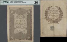 Turkey: 20 Kurush AH1277 (1861 series) with 6 lines of text above date on back, P.34, highly rare and seldom offered on the market, with several folds...
