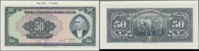 Turkey: Türkiye Cümhuriyet Merkez Bankası 50 Lirasi L.1930 (1942-47) front and back proof, both taped on cardboard, P.143p (front and back) with print...