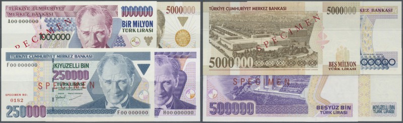 Turkey: set of 4 Specimen banknotes containing 250.000, 500.000, 1.000.000 and 5...