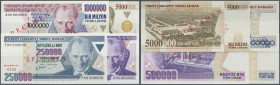 Turkey: set of 4 Specimen banknotes containing 250.000, 500.000, 1.000.000 and 5.000.000 Lira ND(1984-2002) Specimen P. 209s-212s in condition: UNC an...