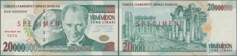 Turkey: 20.000.000 Lira ND(1984-2002) Specimen P. 215s in condition: UNC.