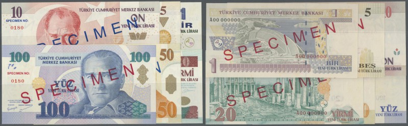 Turkey: set of 6 different Specimen notes containing 1, 5, 10, 20, 50 and 100 Li...