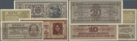 Ukraina: Set of 4 banknotes containing 1, 5, 10 and 20 Karbowanez 1942 P. 49, 51-53, the first two in F+ to VF, the other 2 in aUNC condition. Nice se...