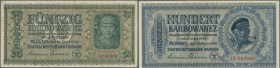 Ukraina: 50 and 100 Karbowanez 1942, P.54, 55, very nice condition with some folds and lightly stained paper on the 50 and center fold with light crea...