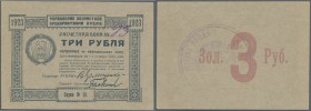 Ukraina: Exchange Voucher of the Administration of Economic Enterprises 3 Rubles 1923 P. S300, the note only has a light corner fold at lower right co...