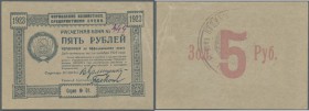 Ukraina: Exchange Voucher of the Administration of Economic Enterprises 5 Rubles 1923 P. S301, the note has several corner foldings at upper right, no...
