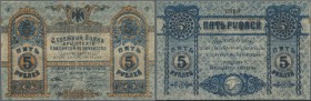 Ukraina: 5 Rubles 1919 P. S370, used with folds and a small holes, still nice colors, condition: F+.