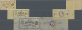 Ukraina: Set of 3 notes Kupiansk Treasury (Купянское Уҍздное Казначейство )containing 50 Kopeks 1918 (F-), 3 Rubles 1918 (F) and 5 Rubles 1918 (torn a...