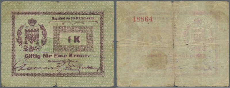 Ukraina: Magistrat der Stadt Czernovitz, 1 Krone ND(1914) K.14.1.3, used with ve...