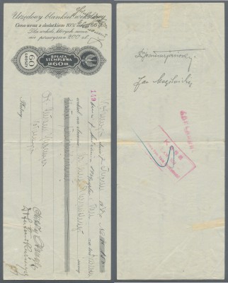 Ukraina: Kolomyia local draft for 150 Zlotych dated 1939 with bank stamp and ann...