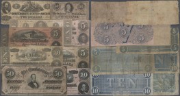 United States of America - Confederate States: highly rare set with 9 Banknotes Confederate States from 1862 till 1864 containing 50 Cents 1863, 1 Dol...