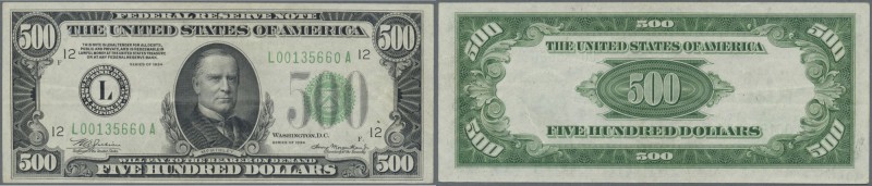 United States of America: 500 Dollars series 1934 with signatures Julian & Morge...