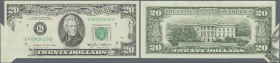 United States of America: 20 Dollars 1985 P. 477 Error Note, miscut and error printed at lower left corner, condition: aUNC (besides the fold at lower...