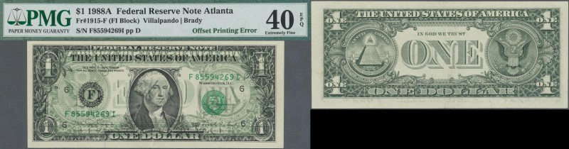 United States of America: 1 Dollar 1988A Fr#1915-F, offset printing ERROR on fro...