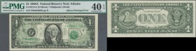 United States of America: 1 Dollar 1988A Fr#1915-F, offset printing ERROR on front side, condition: PMG graded 40 XF EPQ.
